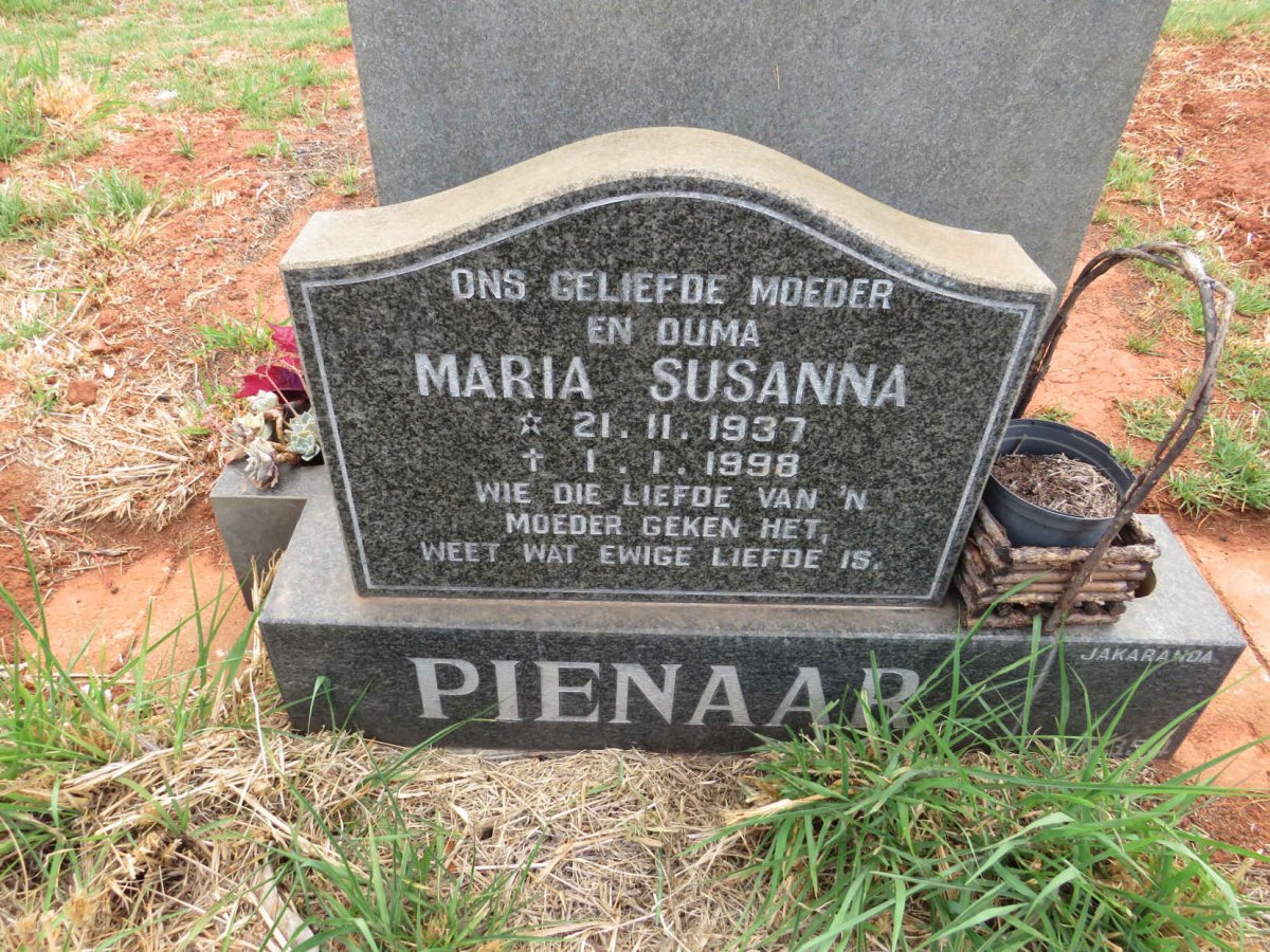 PIENAAR Maria Susanna 1937-1998