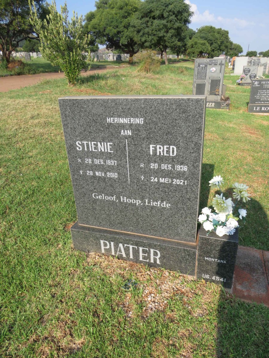 PIATER Fred 1936-2021 & Stienie 1937-2010