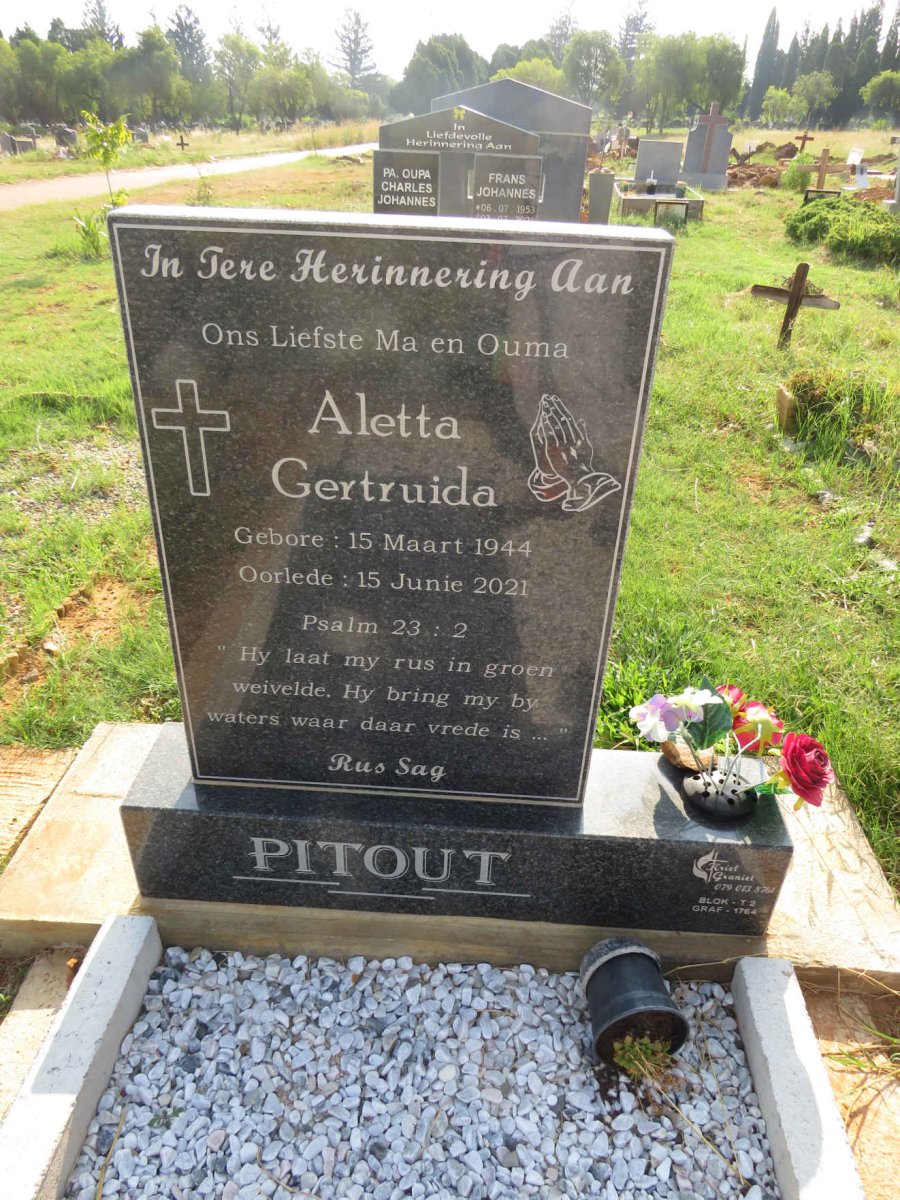 PITOUT Aletta Gertruida 1944-2021