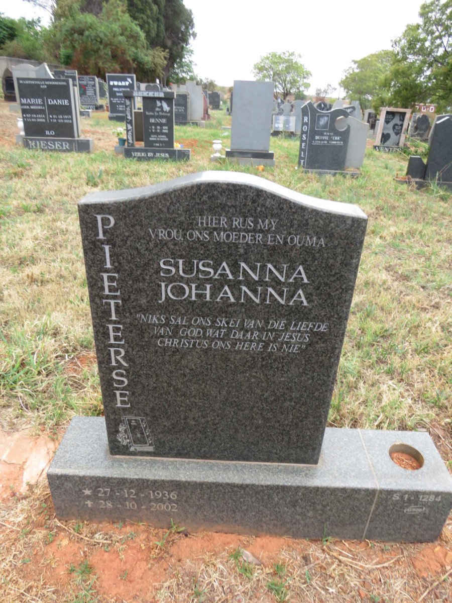 PIETERSE Susanna Johanna 1936-2002