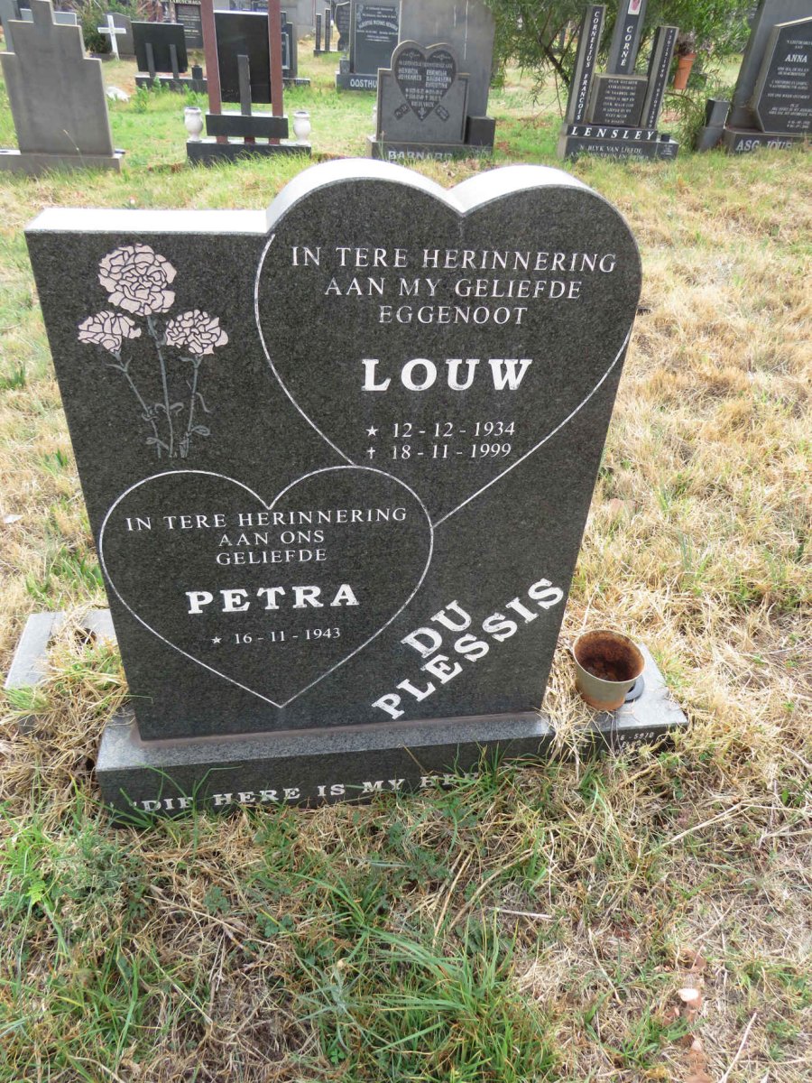 PLESSIS Louw, du 1934-1999 & Petra 1943-
