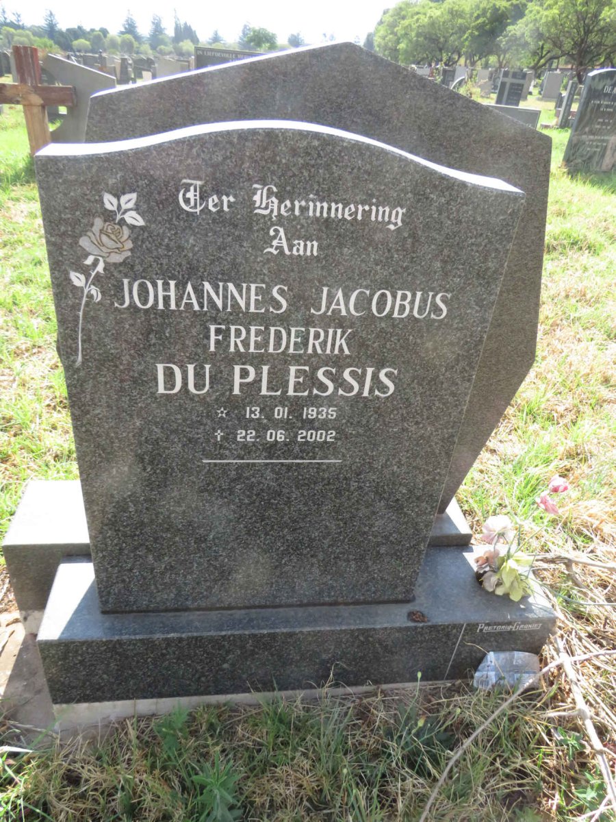 PLESSIS Johannes Jacobus Frederik, du 1935-2002