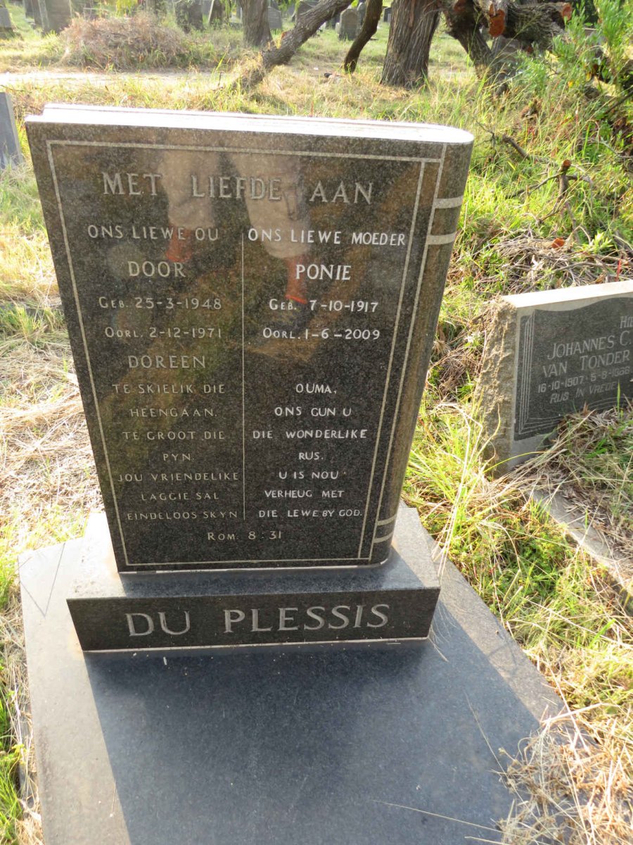 PLESSIS Ponie, du 1917-2009 :: DU PLESSIS Doreen 1948-1971