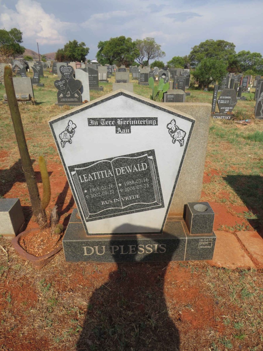 PLESSIS Dewald, du 1988-2006 :: PLESSIS Leatitia, du 1965-2002