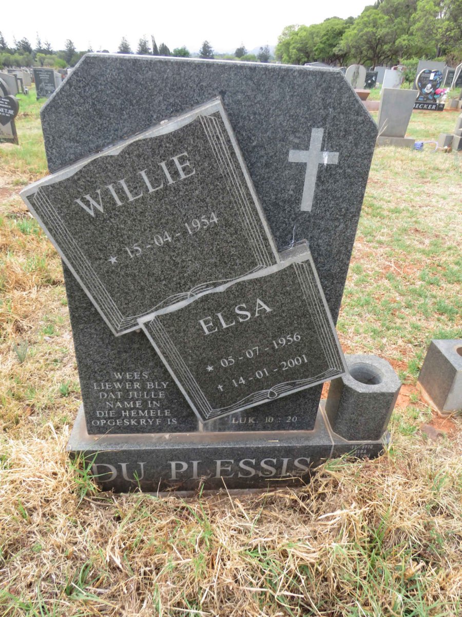 PLESSIS Willie, du 1954- & Elsa 1956-2001
