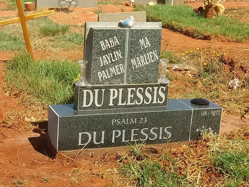 PLESSIS Marlien Marinise, du nee ERASMUS 1994-2015 :: DU PLESSIS Jaylin Palmer 2013-2013