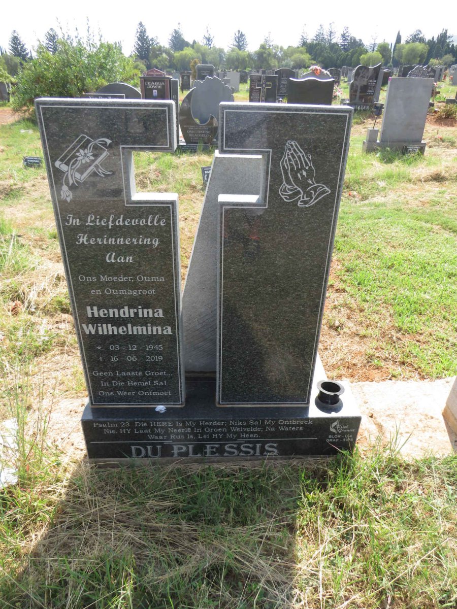 PLESSIS Hendrina Wilhelmina, du 1945-2019