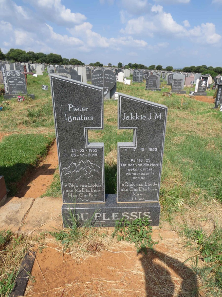 PLESSIS Pieter Ignatius, du 1952-2018 & J.M. 1953- 