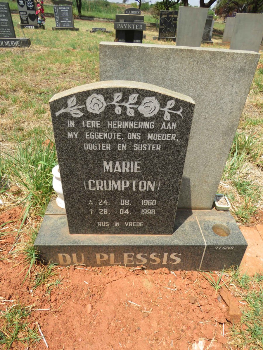 PLESSIS Marie, du nee CRUMPTON 1960-1998