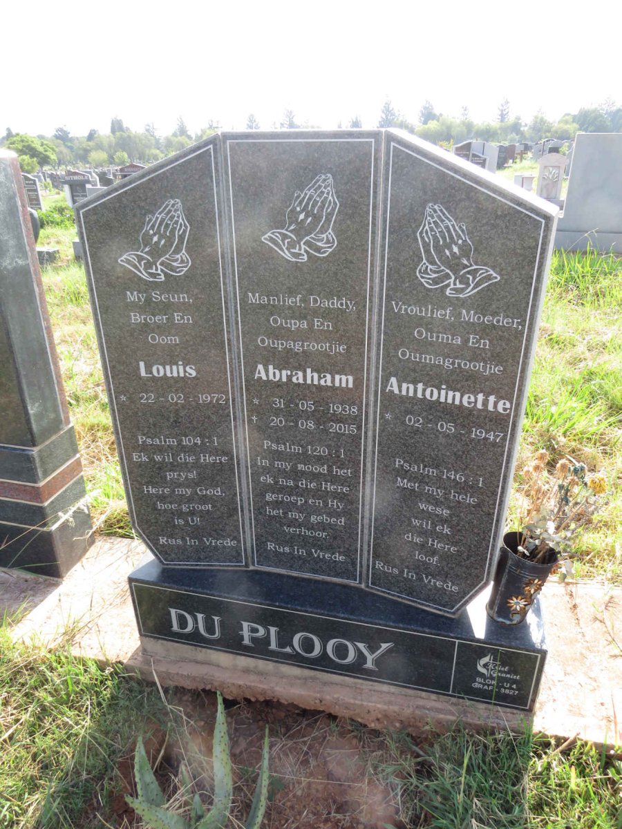 PLOOY Abraham, du 1938-2015 & Antoinette 1947- :: DU PLOOY Louis 1972-