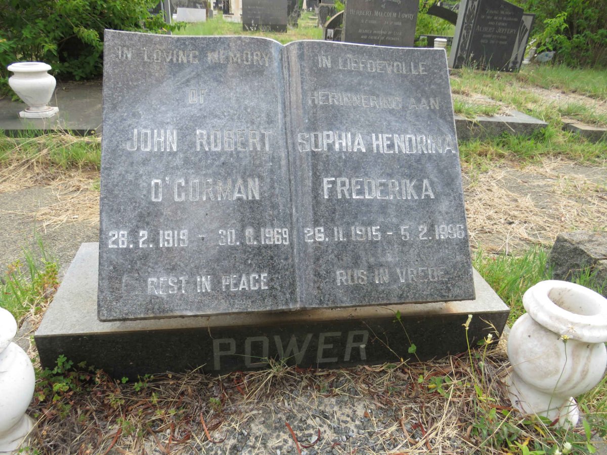 POWER John Robert O'Gorman 1919-1969 & Sophia Hendrina Frederika 1915-1996