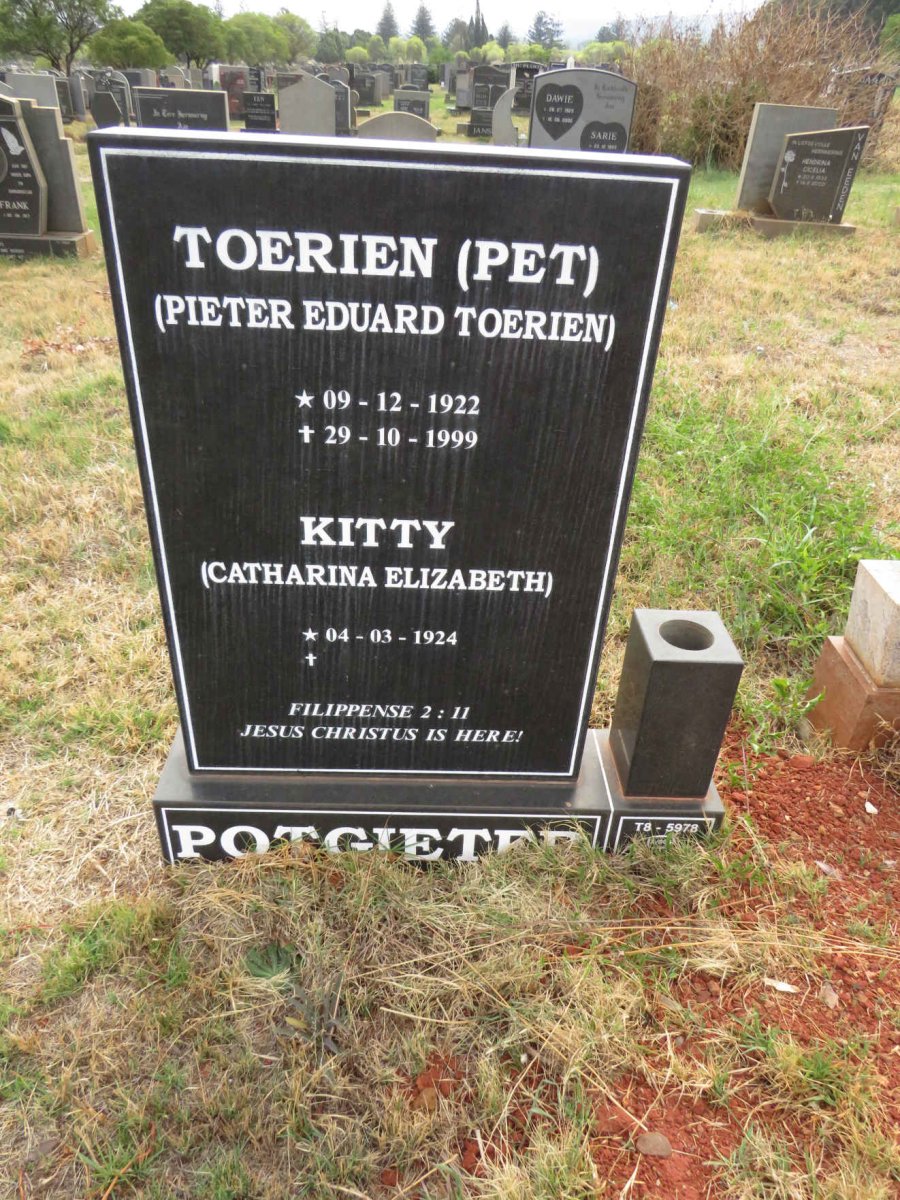POTGIETER Pieter Eduard Toerien 1922-1999 & Kitty 1924-