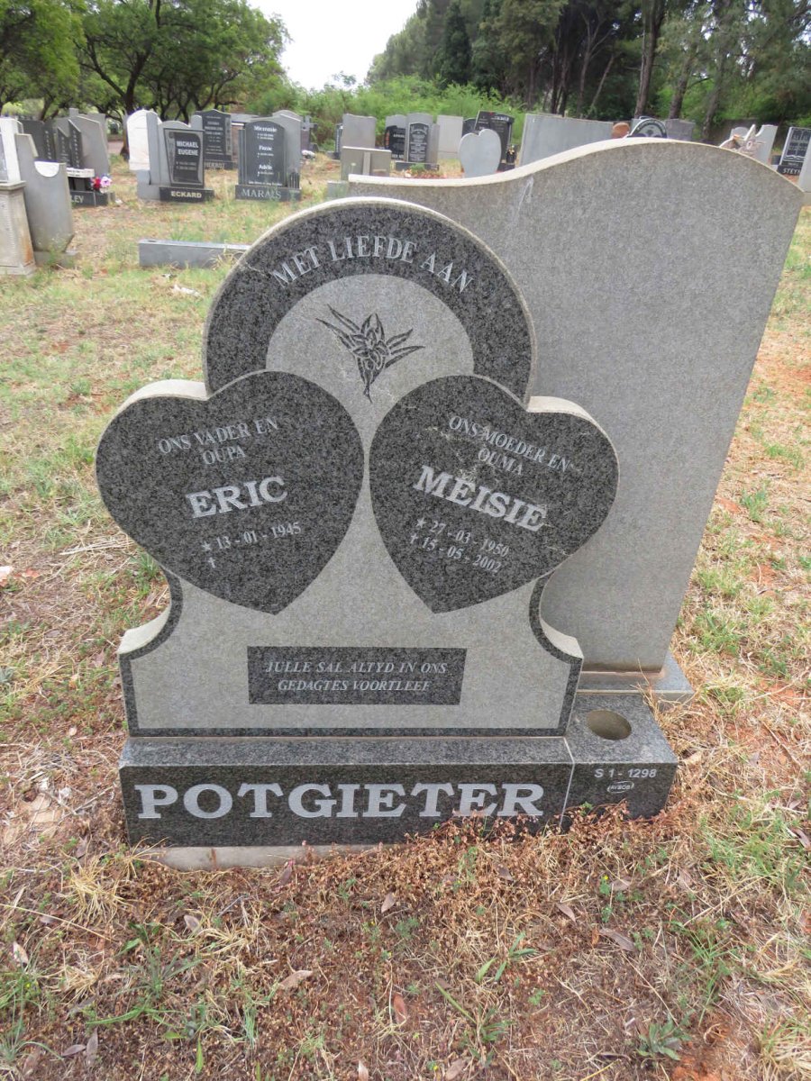 POTGIETER Eric 1945- & Meisie 1950-2002