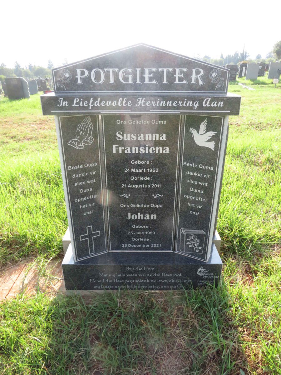 POTGIETER Johan 1959-2021 & Susanna Fransiena 1960-2011