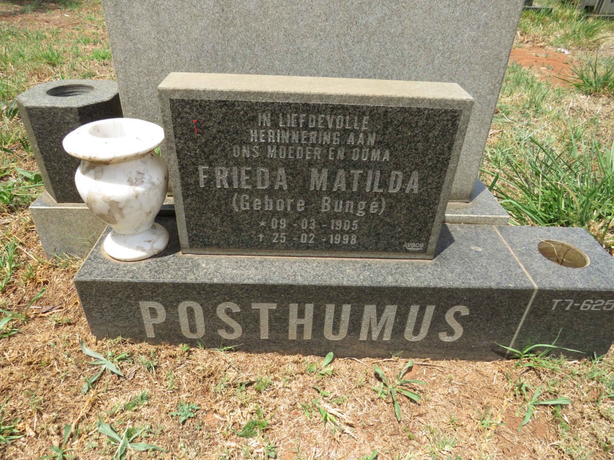 POSTHUMUS Frieda Matilda nee BUNGE 1905-1998
