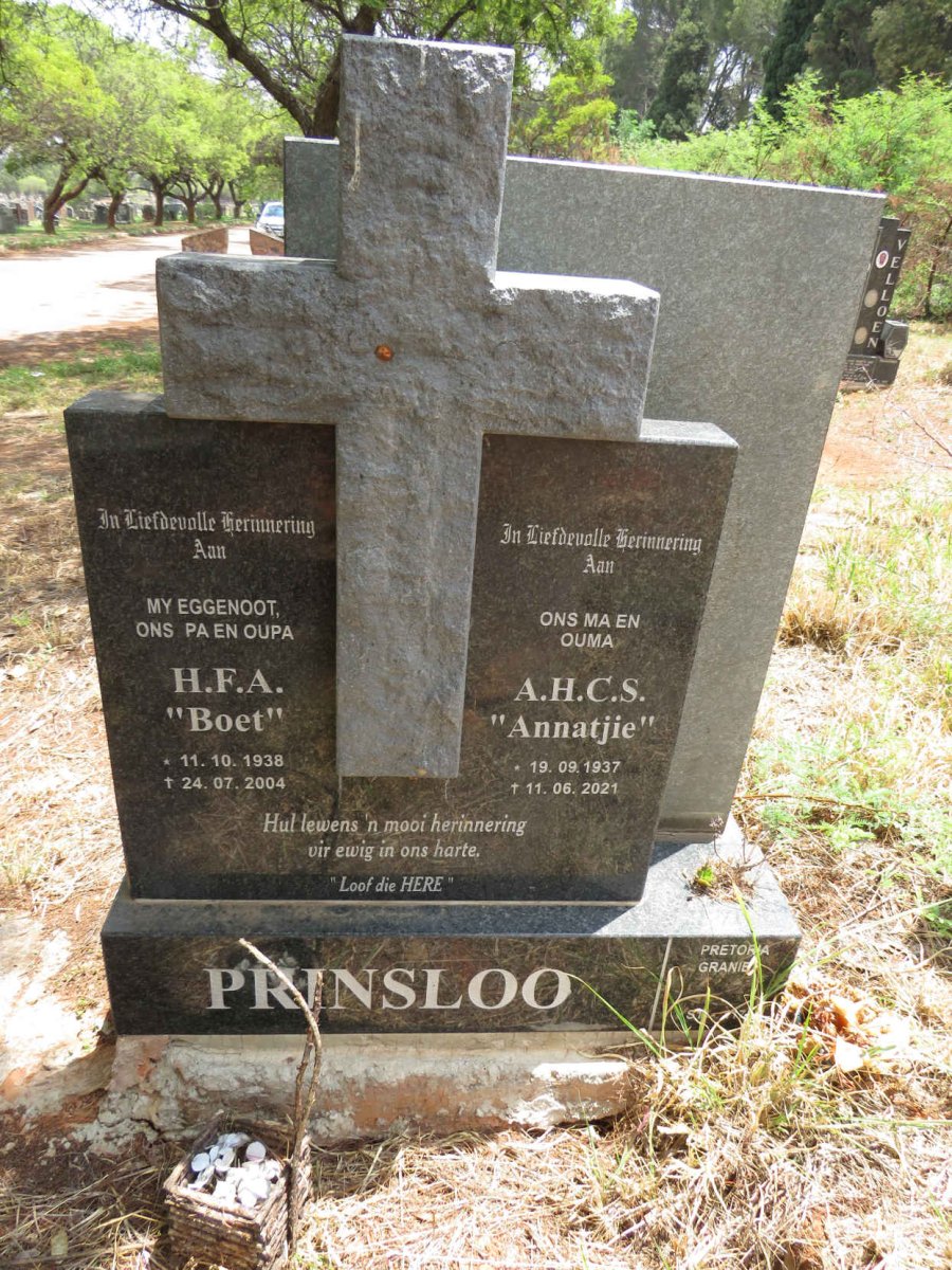 PRINSLOO H.F.A. 1938-2004 & A.H.C.S. 1937-2021