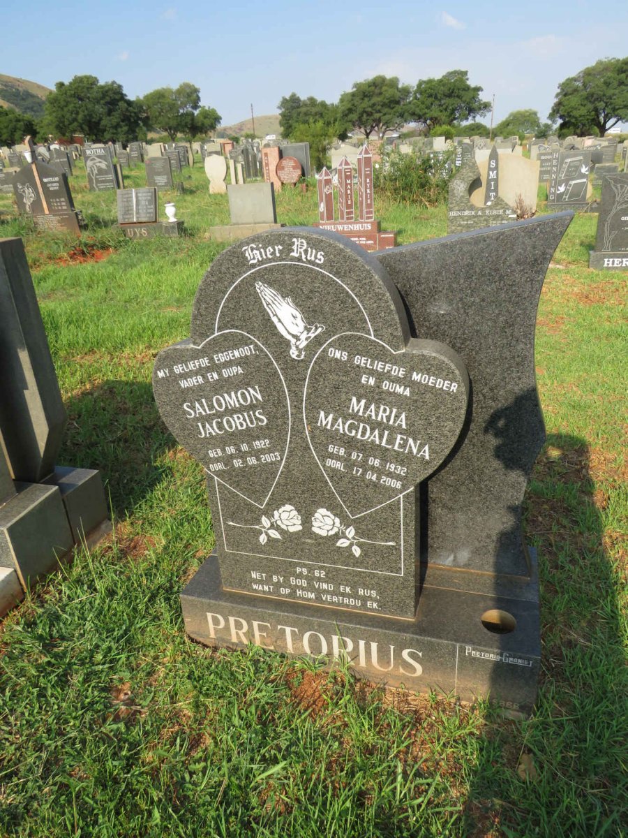 PRETORIUS Salomon Jacobus 1922-2003 & Maria Magdalena 1932-2006                                