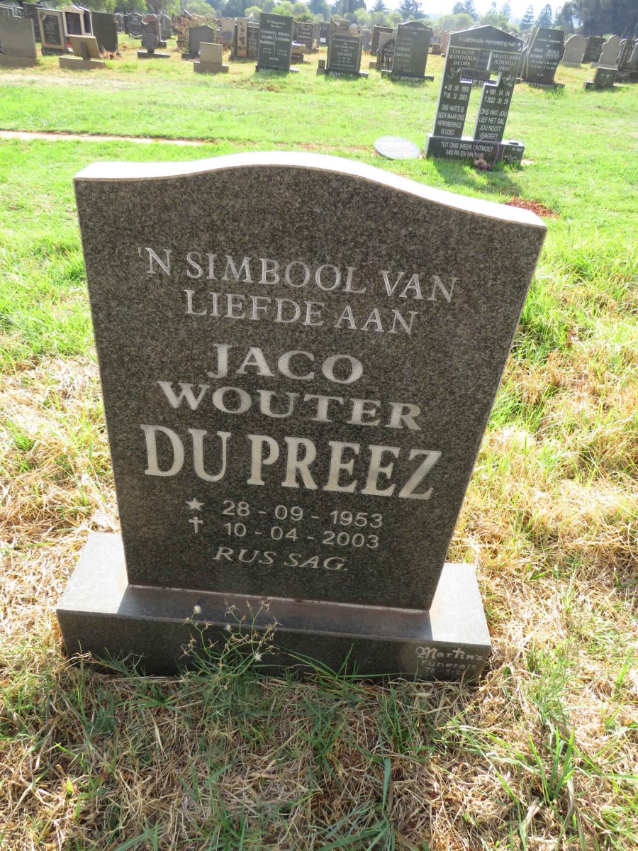 PREEZ Jaco Wouter, du 1953-2003