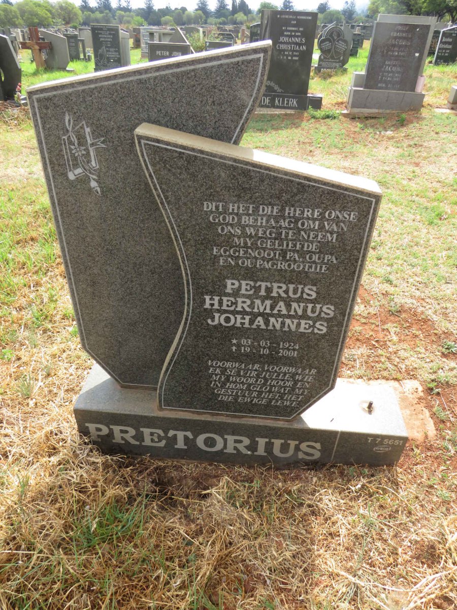 PRETORIUS Petrus Hermanus Johannes 1924-2001