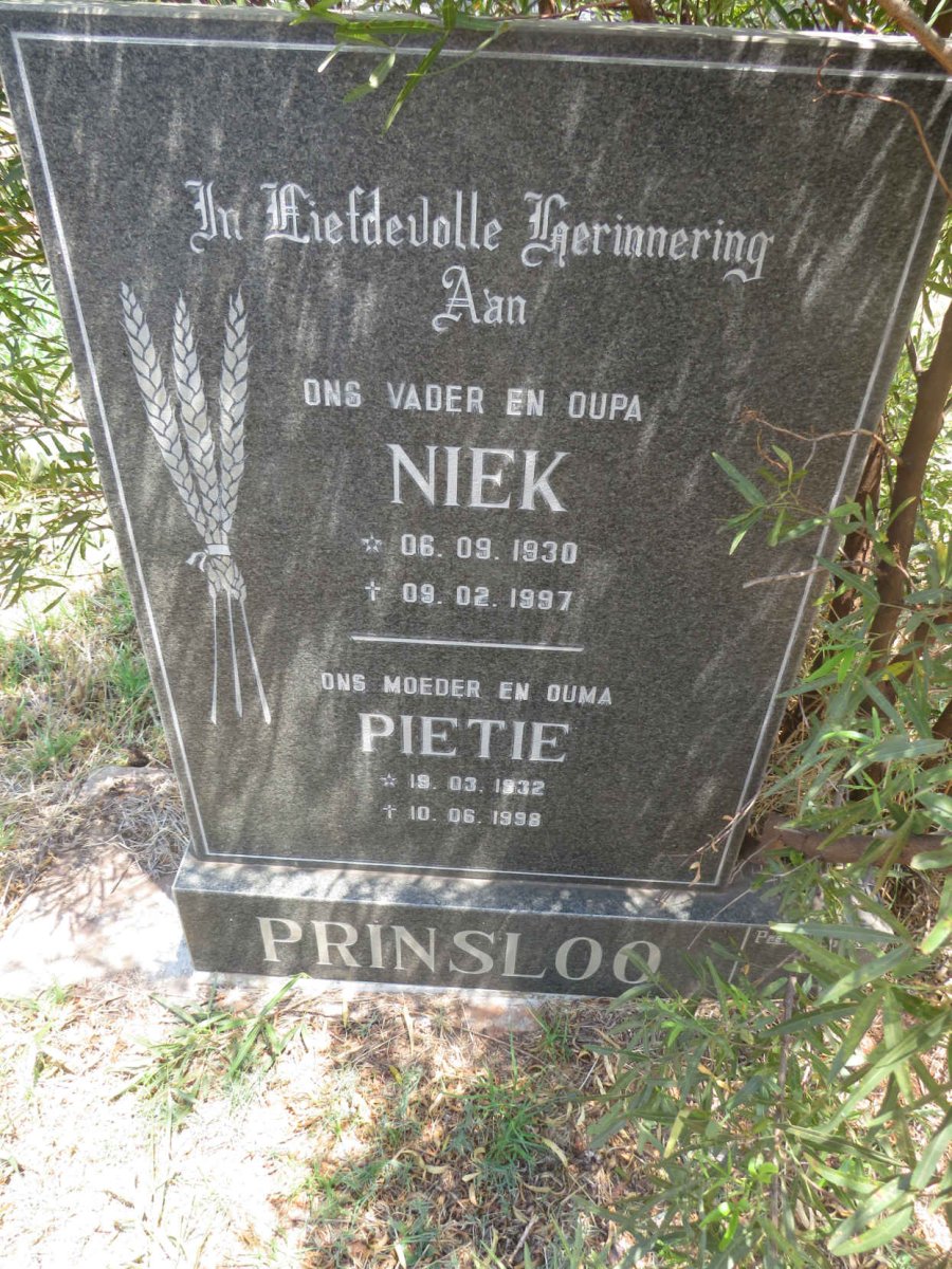 PRINSLOO Niek 1930-1997 & Pietie 1932-1998
