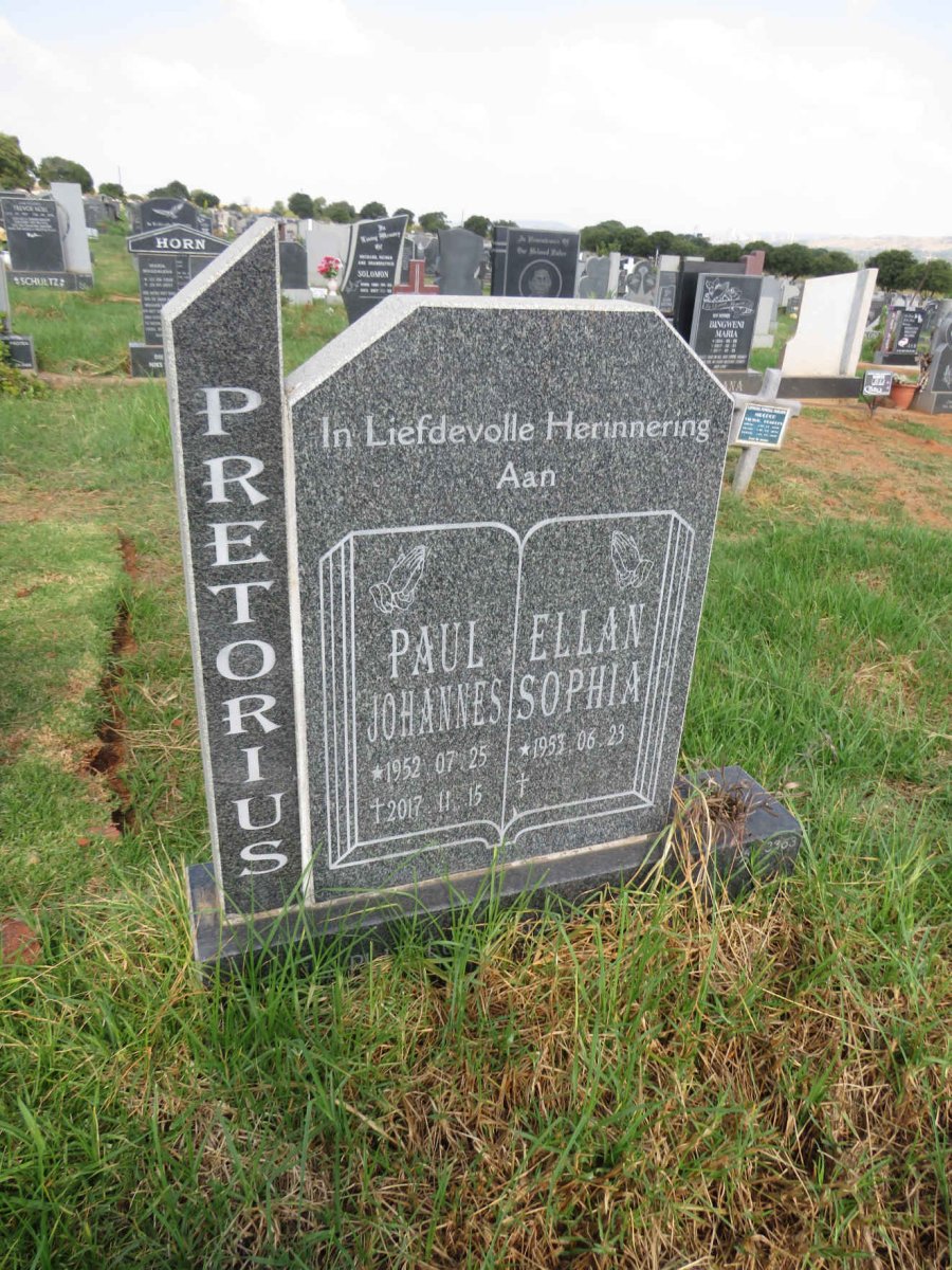 PRETORIUS Paul Johannes 1952-2017 & Ellan Sophia 1953- 
