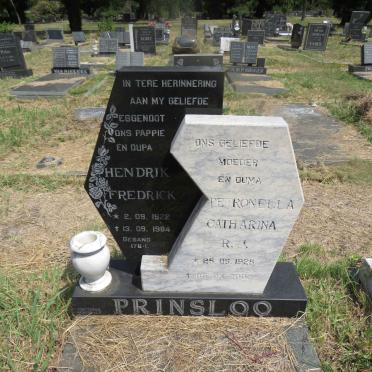 PRINSLOO Hendrik Fredrick 1922-1984 & Petronella Catharina R.J. 1925-2002