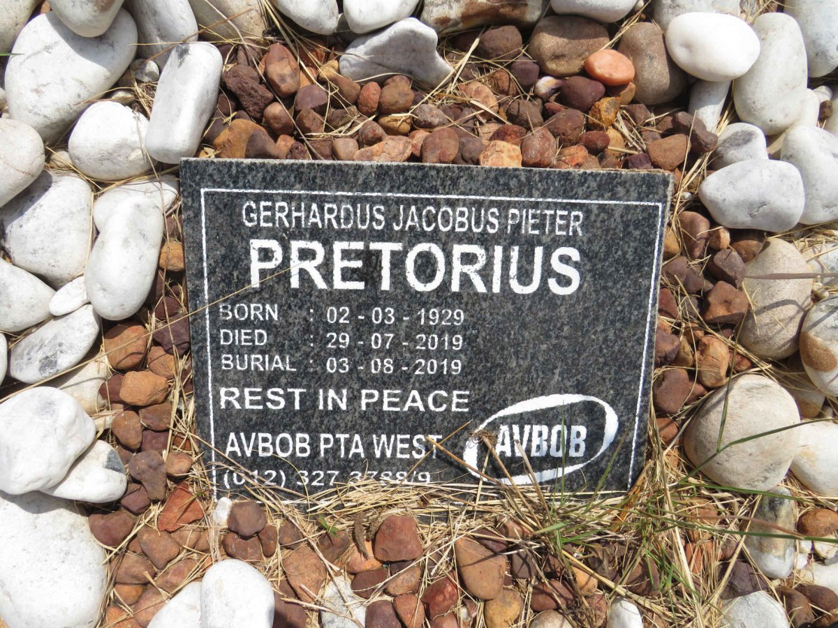 PRETORIUS Gerhardus Jacobus Pieter 1929-2019