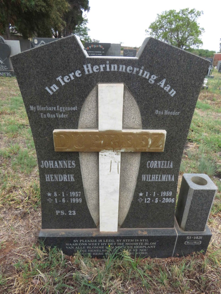 PREEZ Johannes Hendrik, du 1957-1999 & Cornelia Wilhelmina 1959-2006