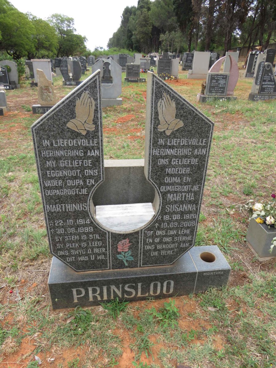 PRINSLOO Marthinus 1914-1999 & Martha Susanna 1920-2008