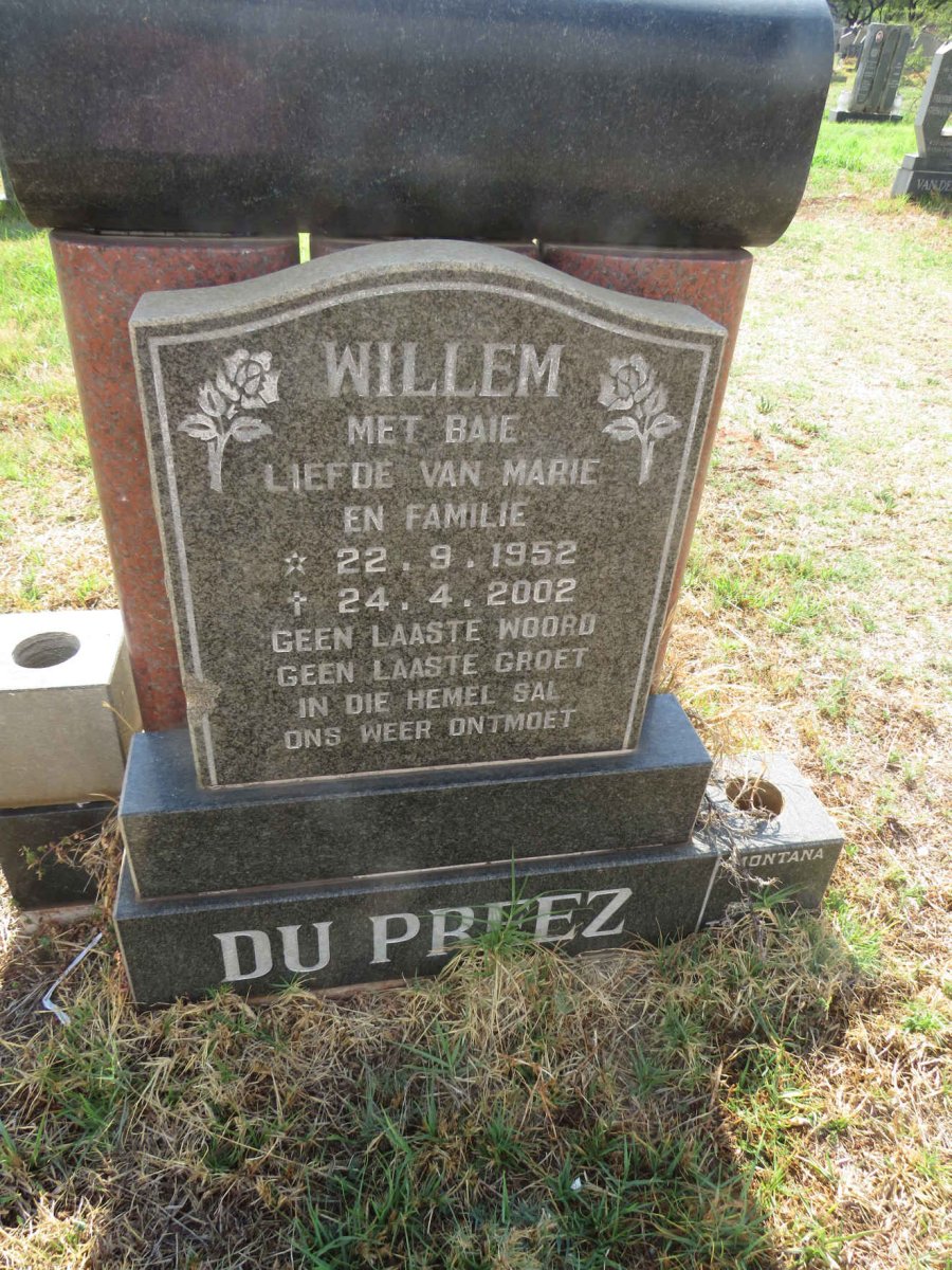 PREEZ Willem, du 1952-2002