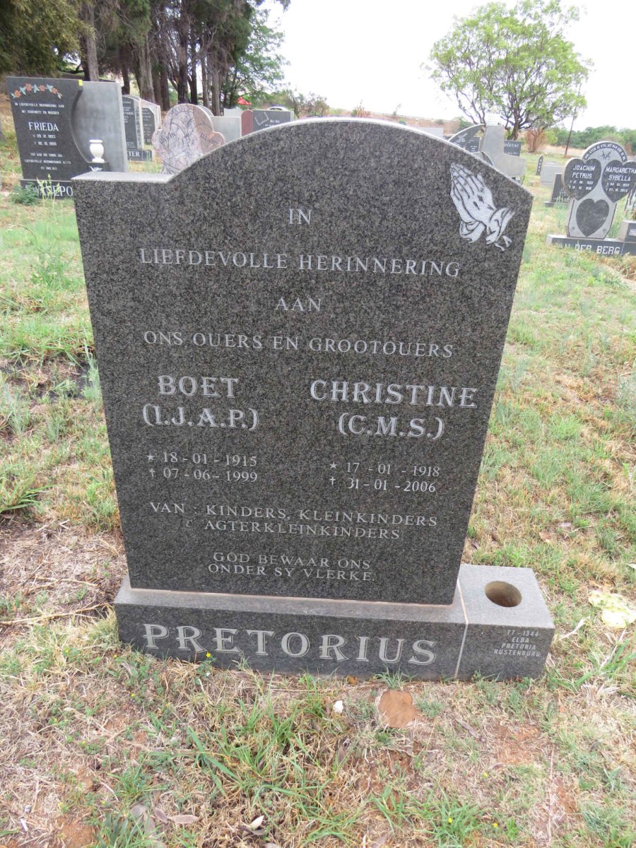 PRETORIUS I.J.A.P. 1915-1999 & C.M.S. 1918-2006
