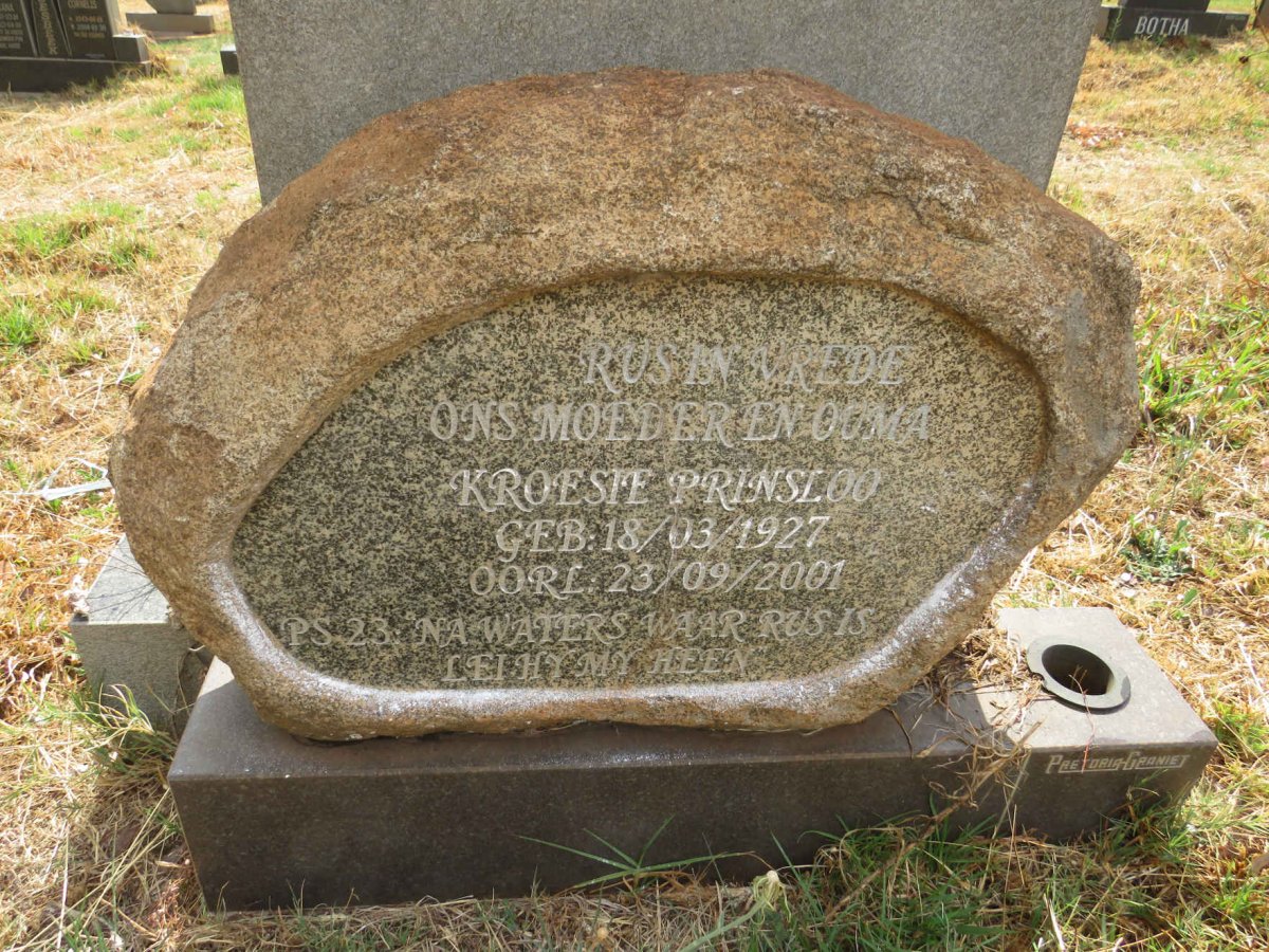 PRINSLOO Kroeste 1927-2001