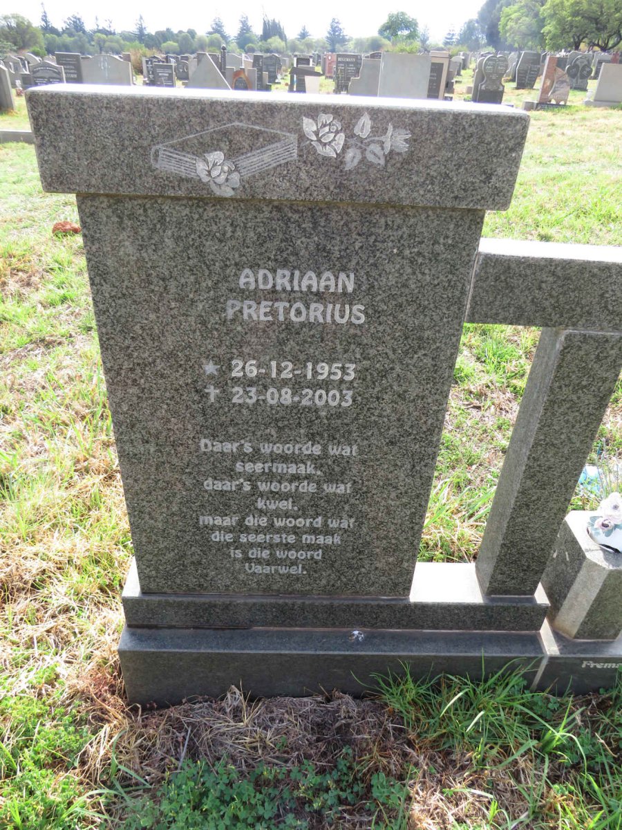 PRETORIUS Adriaan 1953-2003