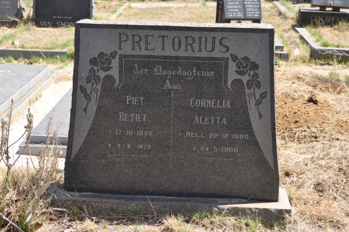 PRETORIUS Piet Retief 1882-1973 &amp; Cornelia Aletta NELL 1890-1966
