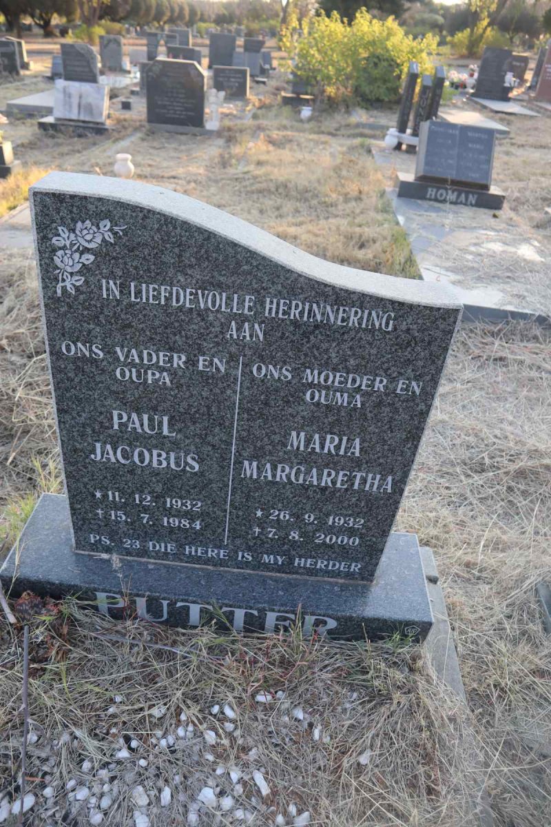 PUTTER Paul Jacobus 1932-1984 & Maria Margaretha 1932-2000