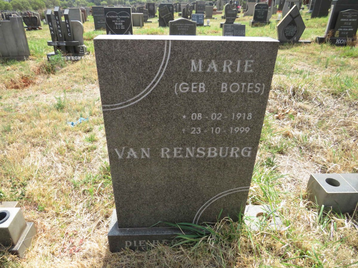 RENSBURG Marie, van nee BOTES 1918-1999