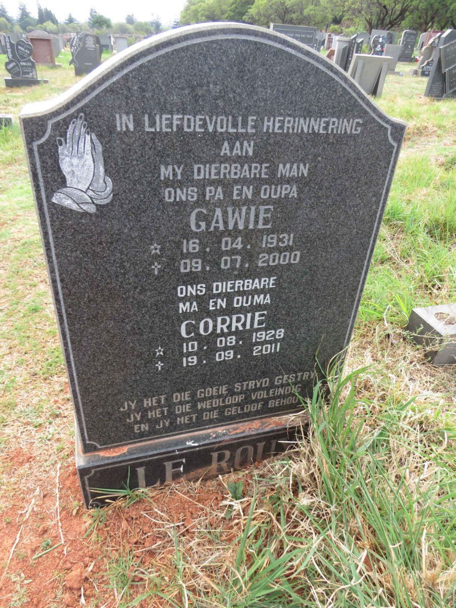ROUX Gawie, le 1931-2000 & Corrie 1928-2011