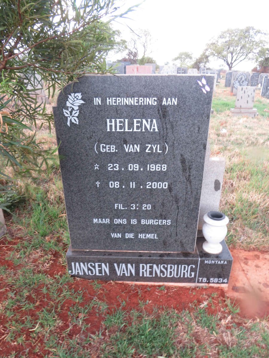 RENSBURG Helena, Jansen van nee VAN ZYL 1968-2000