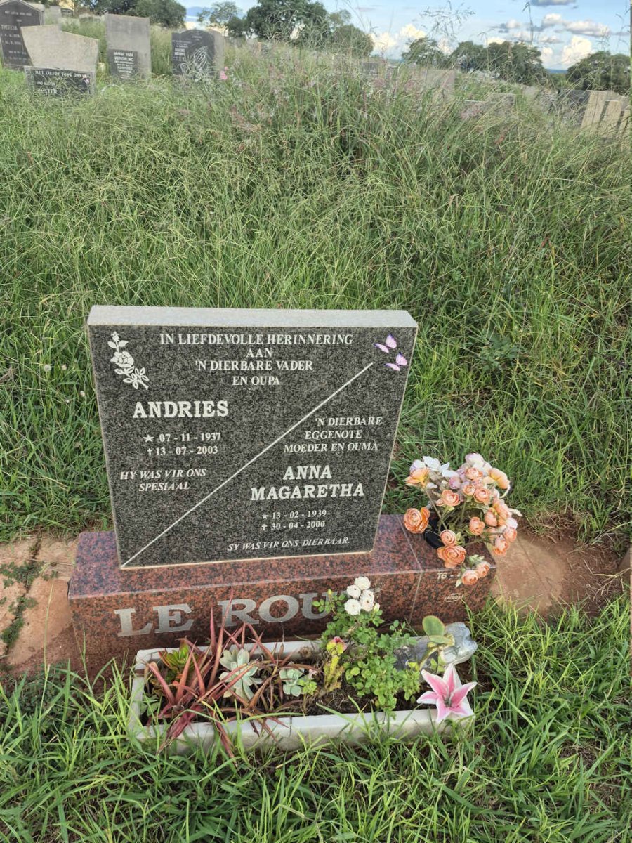 ROUX Andries, le 1937-2003 & Anna Magaretha 1939-2000