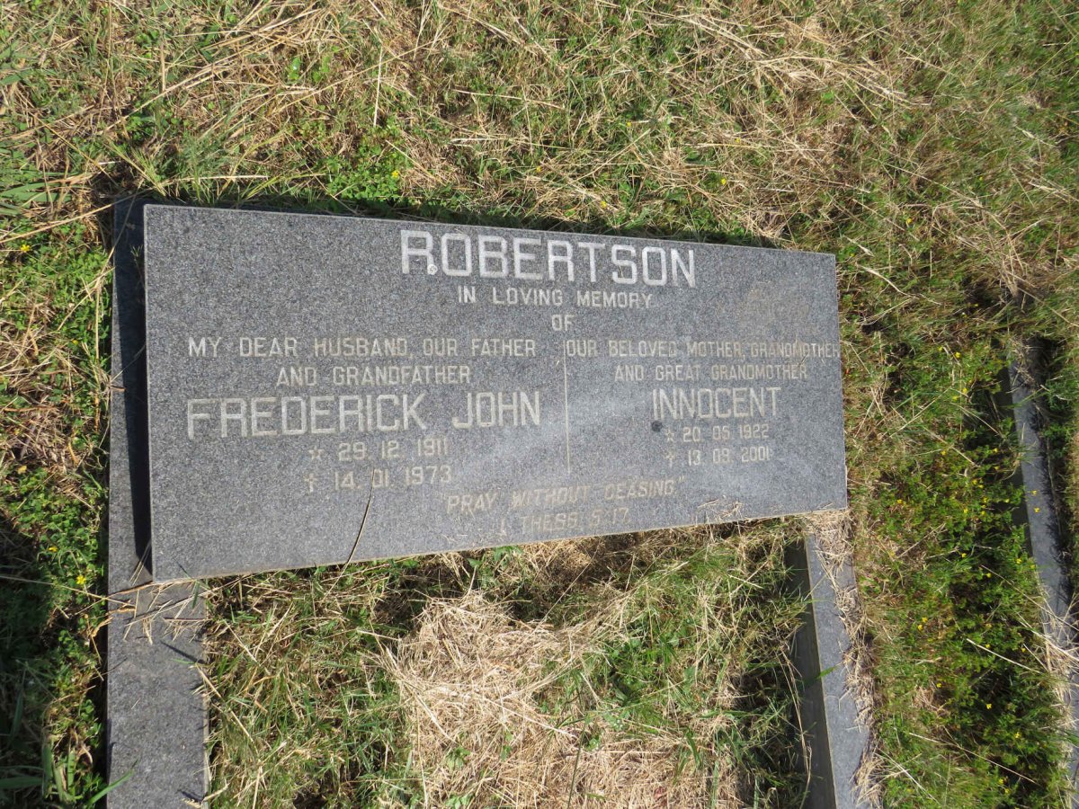 ROBERTSON Frederick John 1911-1973 & Innocent 1922-2001