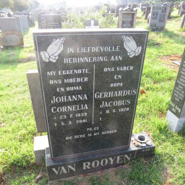 ROOYEN Gerhardus Jacobus, van 1928- & Johanna Cornelia 1933-2001