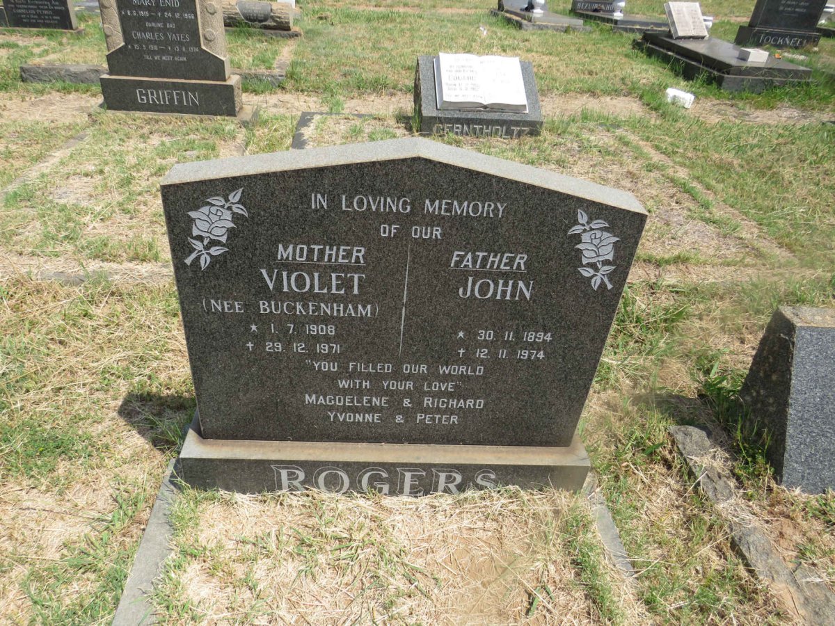 ROGERS John 1894-1974 & Violet BUCKENHAM 1908-1971