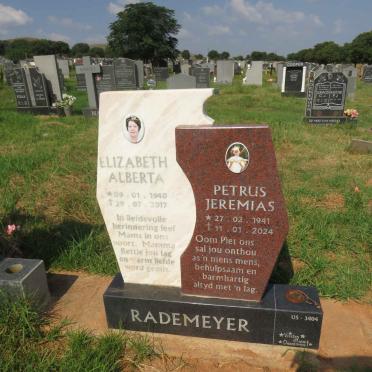 RADEMEYER Petrus Jeremias 1941-2024 & Elizabeth Alberta 1940-2017