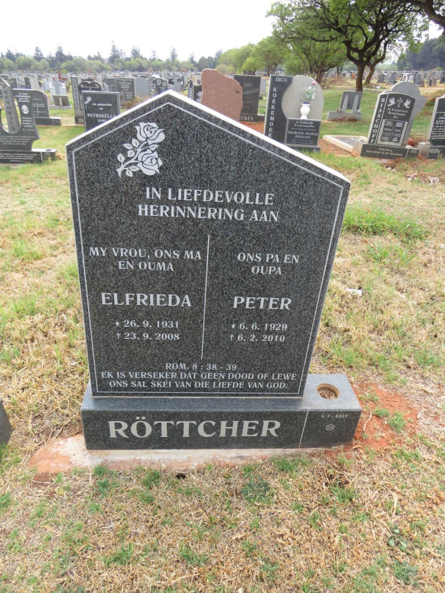 ROTTCHER Peter 1929-2010 & Elfrieda 1931-2008