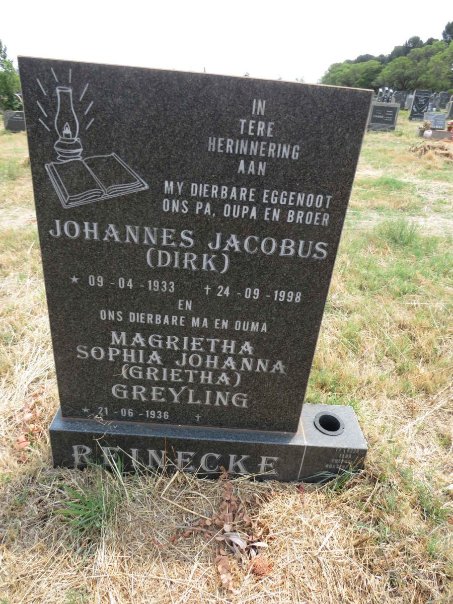 REINECKE Johannes Jacobus 1933-1998 & Magrietha Sopia Johanna GREYLING 1936-