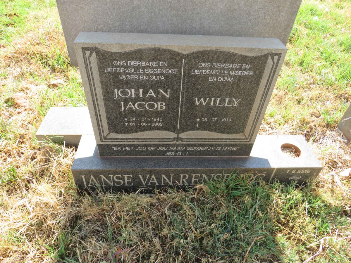 RENSBURG Johan Jacob, Janse van 1940-2002  & Willy 1939-