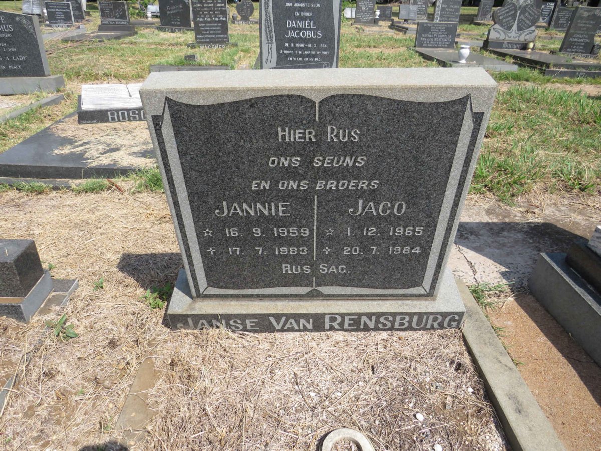 RENSBURG Jannie, Janse van 1959-1983 :: JANSE VAN RENSBURG Jaco 1965-1984