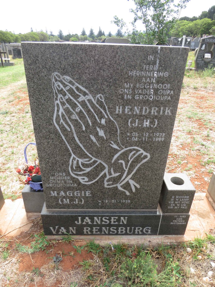RENSBURG J.H., Jansen van 1922-1999 & M.J. 1925-