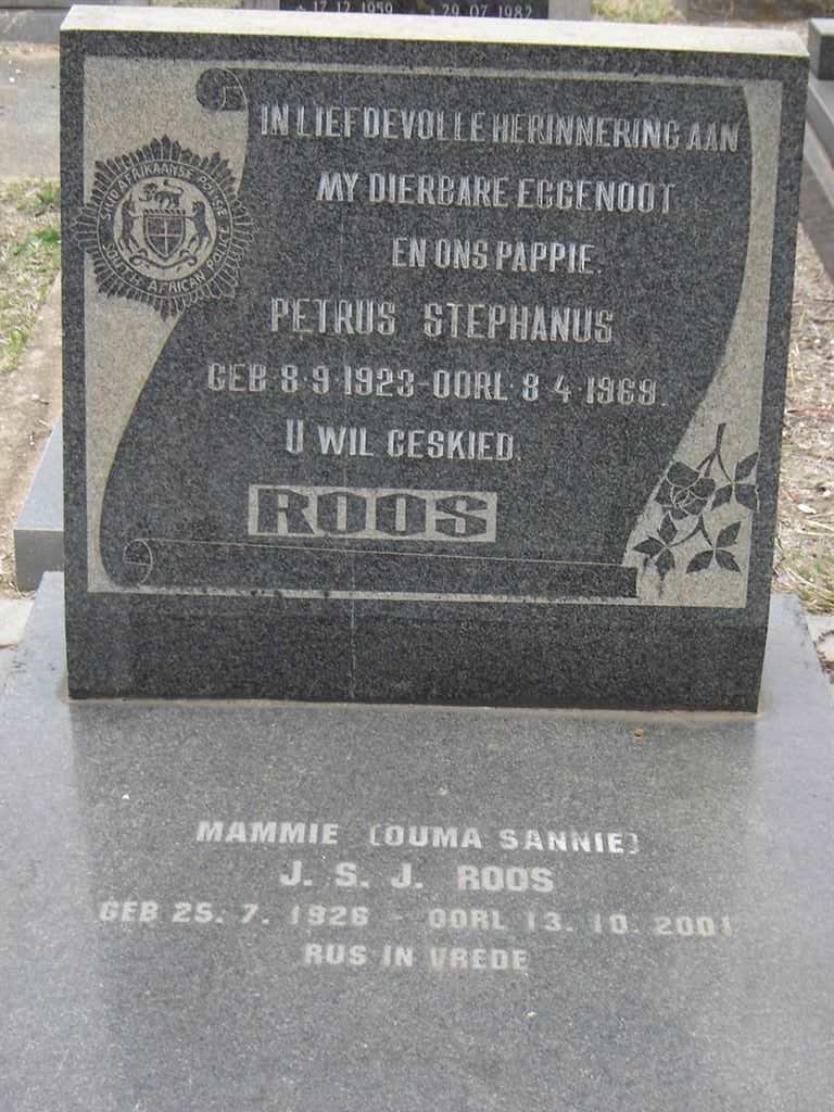 ROOS Petrus Stephanus 1923-1969 & J.S.J. 1926-2001