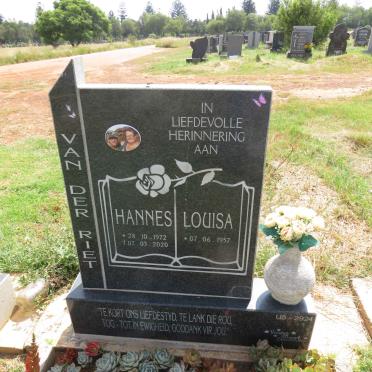 RIET Hannes, van der 1972-2020 & Louisa 1957- 